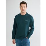 LC Waikiki LCWAIKIKI Classic Petrol Bisiklet Yaka Nakışlı Erkek Sweatshirt