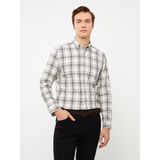 LC Waikiki Lcwaıkıkı Classic Regular Fit Uzun Kollu Ekose Armürlü Erkek Gömlek - Yeşil