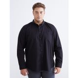 LC Waikiki LCWAIKIKI Classic Siyah Büyük Beden Regular Fit Uzun Kollu Armürlü Erkek Gömlek