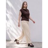 LC Waikiki LCWAIKIKI Curve Bej Büyük Beden Beli Lastikli Kadın Pantolon