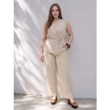 LC Waikiki LCWAIKIKI Curve Bej Büyük Beden Kadın Müslin Pantolon