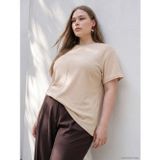 LC Waikiki LCWAIKIKI Curve Bej Büyük Beden Soft Touch Asimetrik Bluz