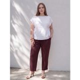 LC Waikiki LCWAIKIKI Curve Bordo Büyük Beden Beli Lastikli Kadın Pantolon