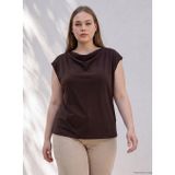 LC Waikiki LCWAIKIKI Curve Kahverengi Büyük Beden Dökümlü Yaka Soft Touch Bluz
