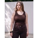 LC Waikiki LCWAIKIKI Curve Kahverengi Büyük Beden U Yaka Kadın Atlet