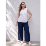 LC Waikiki LCWAIKIKI Curve Lacivert Büyük Beden Kadın Müslin Pantolon