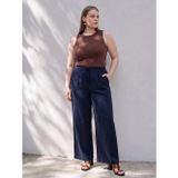 LC Waikiki LCWAIKIKI Curve Lacivert Büyük Beden Keten Karışımlı Kadın Pantolon