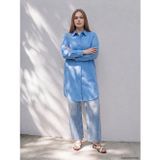 LC Waikiki LCWAIKIKI Curve Mavi Büyük Beden %100 Pamuklu Kadın Gömlek Tunik