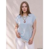 LC Waikiki LCWAIKIKI Curve Mavi Büyük Beden Bisiklet Yaka Büzgülü Bluz