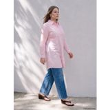 LC Waikiki LCWAIKIKI Curve Pembe Büyük Beden %100 Pamuklu Kadın Gömlek Tunik