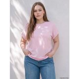 LC Waikiki LCWAIKIKI Curve Pembe Büyük Beden %100 Pamuklu Kadın Tişört