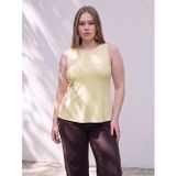 LC Waikiki LCWAIKIKI Curve Sarı Büyük Beden Fırfırlı Peplum Bluz