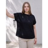LC Waikiki LCWAIKIKI Curve Siyah Büyük Beden Büzgülü Müslin Bluz