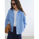 LC Waikiki Mavi Çizgili Oversize Kadın Gömlek - XL