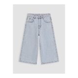 LC Waikiki Mavi Geniş Paça Taşlı Kız Çocuk Jean Şortolon