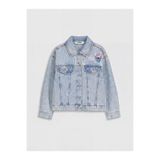 LC Waikiki Mavi Stitch Baskılı Kız Çocuk Jean Ceket
