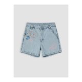 LC Waikiki Mavi Stitch ve Angel Baskılı Kız Çocuk Jean Şort