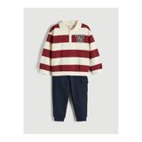 LC Waikiki Meral Collection Bordo Çizgili Erkek Çocuk Sweatshirt ve Eşofman Takım