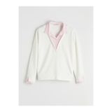 LC Waikiki NatuveraPembe Gömlek Yaka Çizgili Kadın Sweatshirt