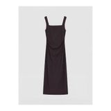 LC Waikiki NEVAVM Farkıyla XSIDE Kahverengi Kare Yaka Büzgülü Bodycon Elbise - S6D208Z8-S7U