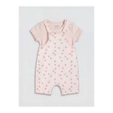 LC Waikiki Pembe Baskılı Kız Bebek Salopet ve Çıtçıtlı Body