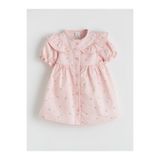 LC Waikiki Pembe Bebe Yaka Çiçekli Kız Bebek Elbise
