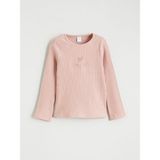 LC Waikiki Pembe Bisiklet Yaka Fiyonk Nakışlı Kız Çocuk Tişört - Gülkurusu - 4 - 5 Yaş