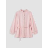 LC Waikiki Pembe Çizgili Oversize Kadın Gömlek Tunik