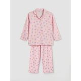 LC Waikiki Pembe Gömlek Yaka Kalp Baskılı Kız Çocuk Pijama Takım - 3 - 4 Yaş