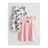 LC Waikiki Pembe Pamuklu Minnie Mouse Baskılı Kız Bebek Elbise 2'li