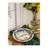 LC Waikiki Porselen Pasta Tabağı 19 cm, Capri Baskılı, Mavi-Sarı-Beyaz