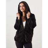 LC Waikiki Shining Store'dan Işıltılı Seçimler | Kapüşonlu Pelüş Kadın Pijama Üstü - Black - XL