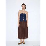 LC Waikiki Siyah Beli Fermuarlı Büzgülü Kloş Etek (S6) - Chocolate - 2XL