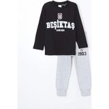 Lc Waıkıkı Siyah Bisiklet Yaka Baskılı Uzun Kollu Erkek Bebek Pijama Takımı T T - 2 - 3 Yaş - 000-Siyah