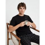 LC WAIKIKI Siyah Bisiklet Yaka Erkek Pijama Üst
