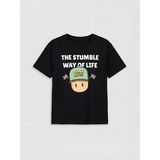 LC Waikiki Siyah Bisiklet Yaka Stumble Guys Baskılı Erkek Çocuk Tişört - 12 - 13 Yaş