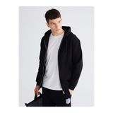 LC Waikiki Siyah Kapüşonlu Erkek Fermuarlı Sweatshirt