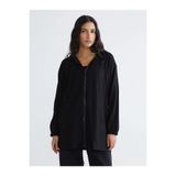 LC Waikiki Siyah Kapüşonlu Oversize Kadın Tunik (S6)