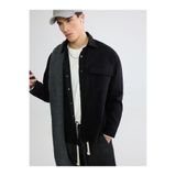 LC Waikiki Siyah Loose Fit Erkek Gabardin Gömlek Ceket