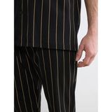 LC Waikiki Siyah Standart Kalıp Çizgili Penye Erkek Pijama Takım
