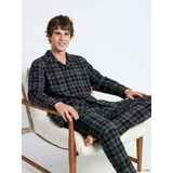 LC Waikiki Siyah Standart Kalıp Ekose Erkek Pijama Takımı