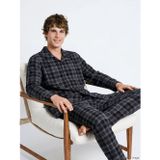 LC Waikiki Siyah Standart Kalıp Ekose Erkek Pijama Takımı