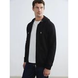 LC Waikiki Siyah Standart Kalıp Kapüşonlu Erkek Fermuarlı Sweatshirt - 2XL