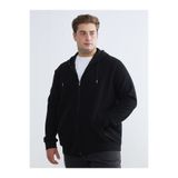 LC Waikiki Siyah Standart Kalıp Kapüşonlu Erkek Fermuarlı Sweatshirt