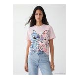 LC Waikiki Stitch ve Angel Baskılı %100 Pamuklu Kadın Tişört