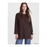 LC Waikiki TexX Store Kalitesi LCW Modest Kahverengi Penye Düz Loose & Bol Kadın Sweatshirt Tunik
