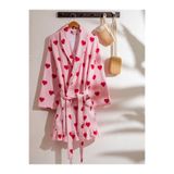 LC Waikiki Timeless Clothing & Zamansız Seçimler Kalp İşlemeli Kadın Bornoz