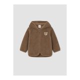 LC Waikiki TWO MT SHOP KALİTESİ LCW baby Kahverengi Kapüşonlu Nakışlı Pelüş Erkek Bebek Hırka