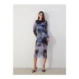 LC Waikiki Vision Bisiklet Yaka Batik Desenli Kadın Bodycon Elbise