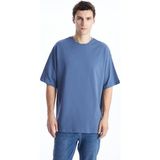 LC Waikiki Xsıde Oversize Bisiklet Yaka Kısa Kollu Penye Erkek Tişört - İndigo